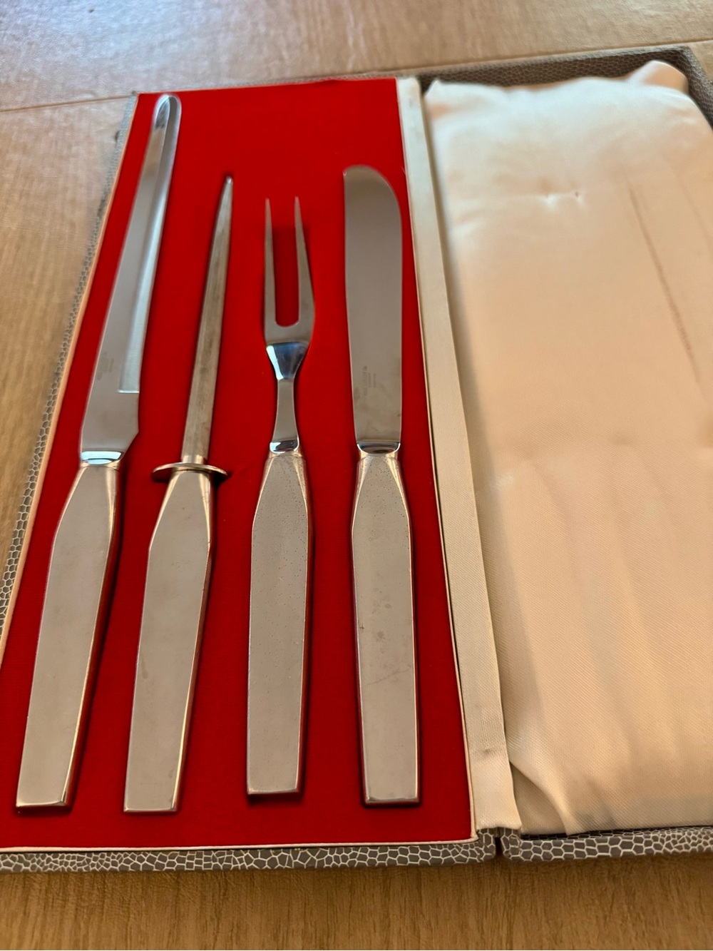 Vintage MCM Voss Cutlery 4 Pc Carving Knife Set. Solingen Germany Beautiful!